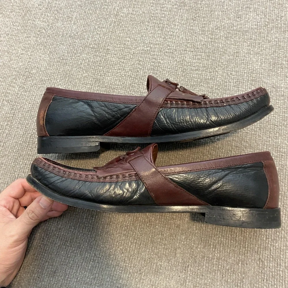Johnston & Murphy Shoes Mens Size 14 M Brown Black Leather Dress Tassel Loafers